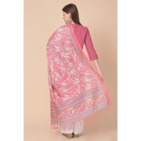 Women's Art Silk Printed Dupatta (Pink, Length: 2.25 to 2.50 Mtr)
