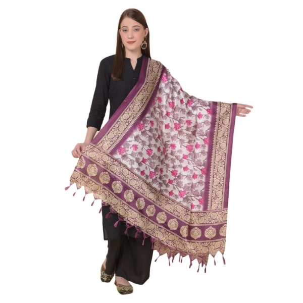 Women's Art Silk Printed Dupatta (Purple, Length:Â 2.25 to 2.50 Mtr)