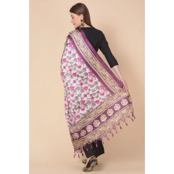 Women's Art Silk Printed Dupatta (Purple, Length:Â 2.25 to 2.50 Mtr)