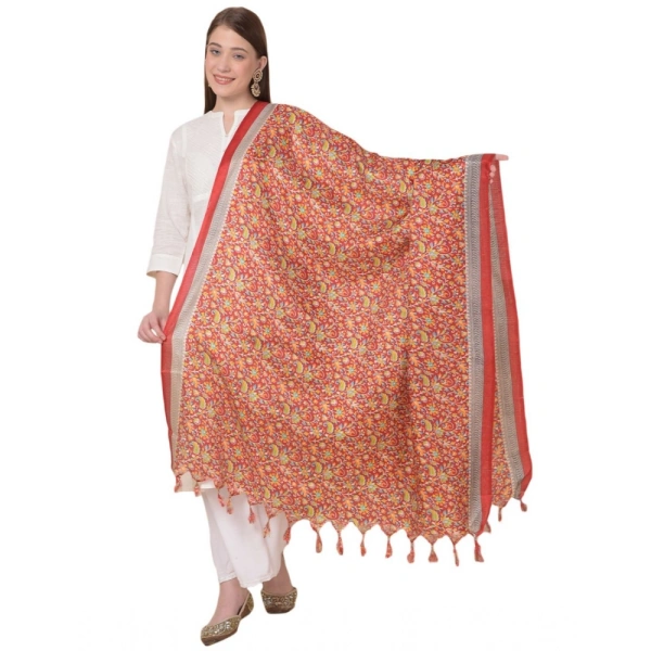 Women's Art Silk Printed Dupatta (Red, Length:Â 2.25 to 2.50 Mtr)