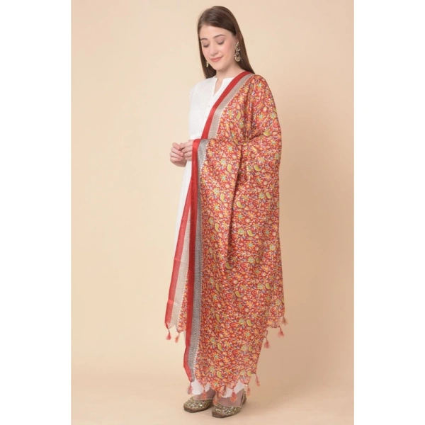 Women's Art Silk Printed Dupatta (Red, Length:Â 2.25 to 2.50 Mtr)