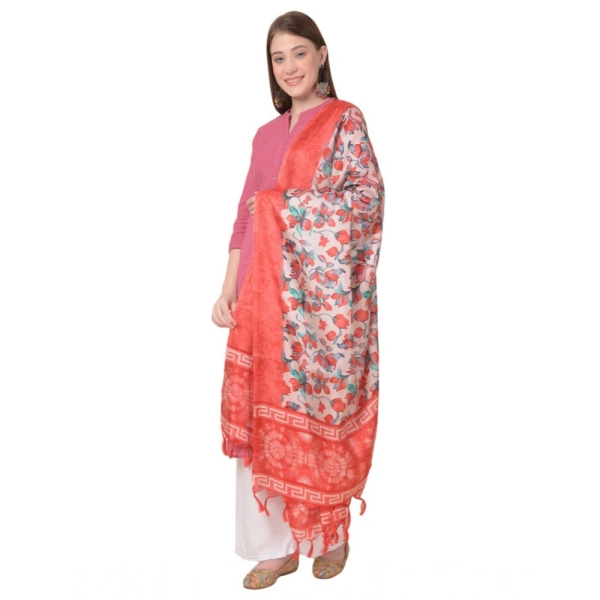 Women's Art Silk Printed Dupatta (Red, Length:Â 2.25 to 2.50 Mtr) - Red