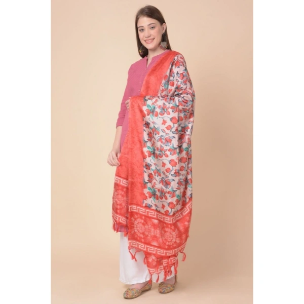 Women's Art Silk Printed Dupatta (Red, Length:Â 2.25 to 2.50 Mtr) - Red