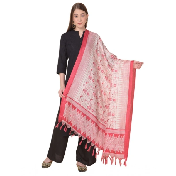 shopnav's Women's Art Silk Printed Dupatta (Red, Length:Â 2.25 to 2.50 Mtr)