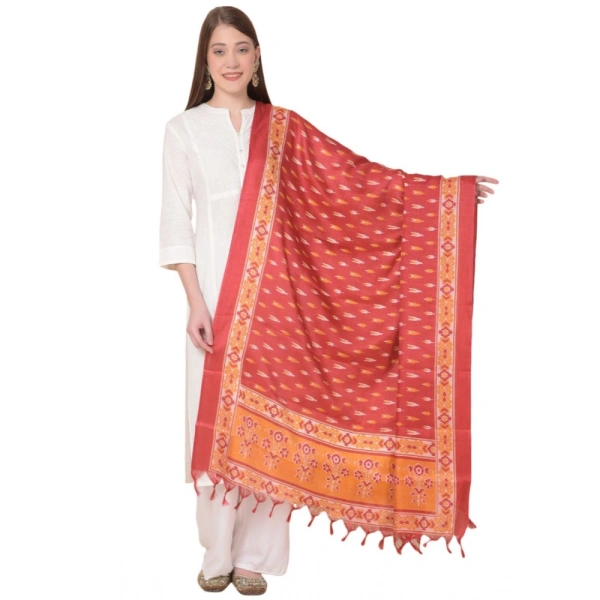 Women's Art Silk Printed Dupatta (Red, Length:Â 2.25 to 2.50 Mtr) - Red