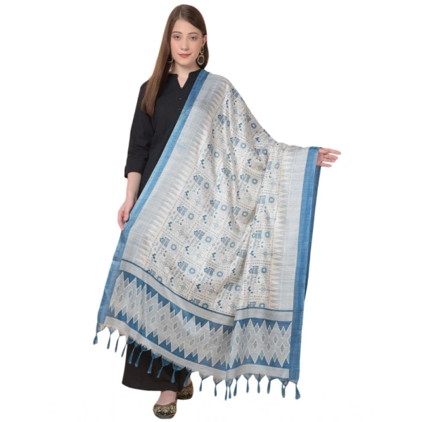 Women's Art Silk Printed Dupatta (Turquoise, Length:Â 2.25 to 2.50 Mtr)