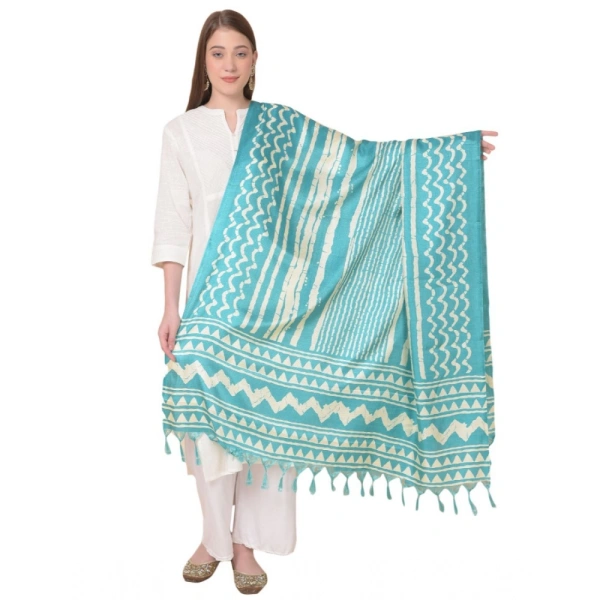 Women's Art Silk Printed Dupatta (Turquoise, Length:Â 2.25 to 2.50 Mtr) - Turquoise