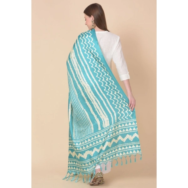 Women's Art Silk Printed Dupatta (Turquoise, Length:Â 2.25 to 2.50 Mtr) - Turquoise