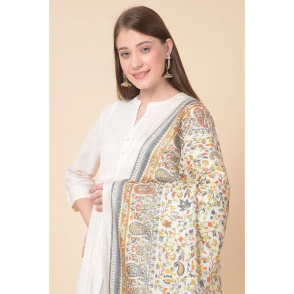 Women's Art Silk Printed Dupatta (White, Length:Â 2.25 to 2.50 Mtr) - White