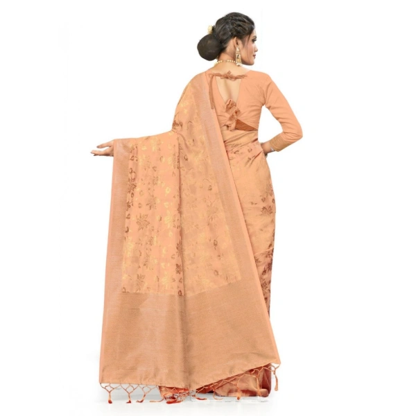 Women's Banarasi (Spun Cotton) Saree (Beige,5-6 Mtrs) - Beige