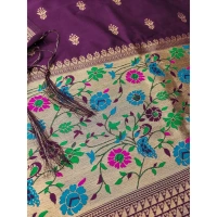 Shopnav Women's Banarasi Silk Printed Unstitched Salwar Suit Material With Dupatta (Wine, 3Mtrs)