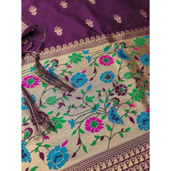 Shopnav Women's Banarasi Silk Printed Unstitched Salwar Suit Material With Dupatta (Wine, 3Mtrs)