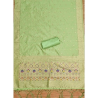 Shopnav Women's Banarasi Silk Printed Unstitched Salwar Suit Material With Dupatta (Pista, 3Mtrs)