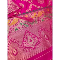 Shopnav Women's Banarasi Silk Printed Unstitched Salwar Suit Material With Dupatta (Pink, 3Mtrs)