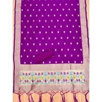 Shopnav Women's Banarasi Silk Printed Unstitched Salwar Suit Material With Dupatta (Purple, 3Mtrs)