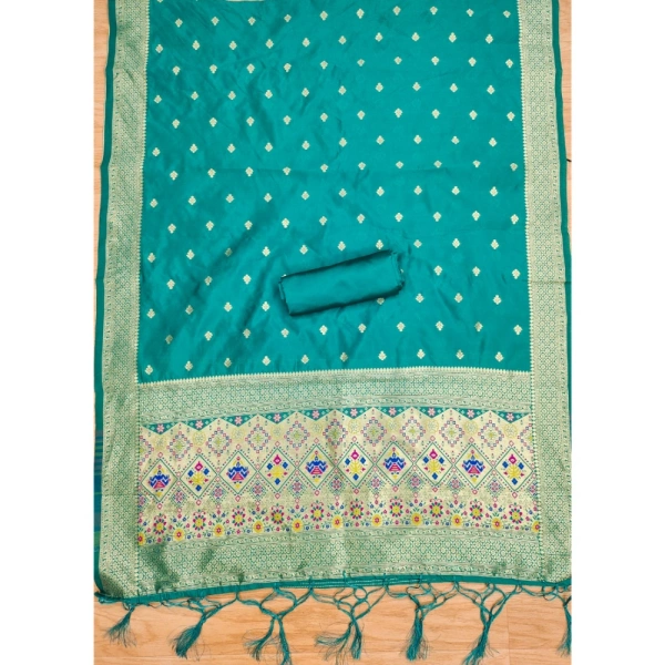 Shopnav Women's Banarasi Silk Printed Unstitched Salwar Suit Material With Dupatta (Rama, 3Mtrs)