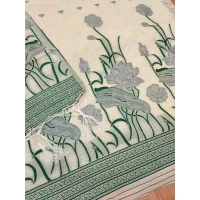 Women's Banarasi Silk Printed Unstitched Salwar Suit Material With Dupatta (OffWhite, 3Mtrs)