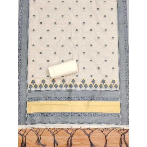 Women's Banarasi Silk Printed Unstitched Salwar Suit Material With Dupatta (Grey, 3Mtrs)