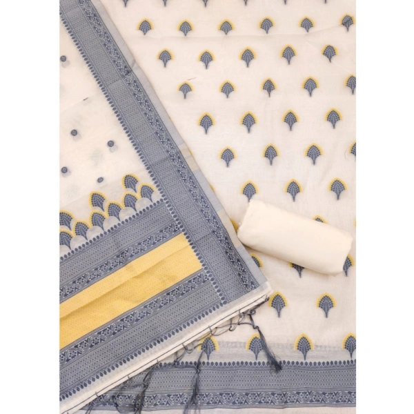 Women's Banarasi Silk Printed Unstitched Salwar Suit Material With Dupatta (Grey, 3Mtrs)