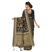 Women's Banarasi Silk Saree (Black, 5-6mtrs) - Black