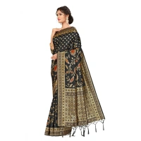 Women's Banarasi Silk Saree (Black, 5-6mtrs) - Black