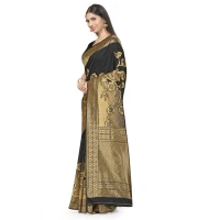 Women's Banarasi Silk Saree (Black,5-6 Mtrs) - Black