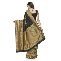 Women's Banarasi Silk Saree (Black,5-6 Mtrs) - Black