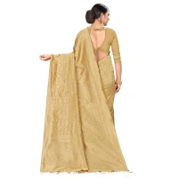 Women's Banarasi Silk Saree (Cream, 5-6mtrs) - Cream