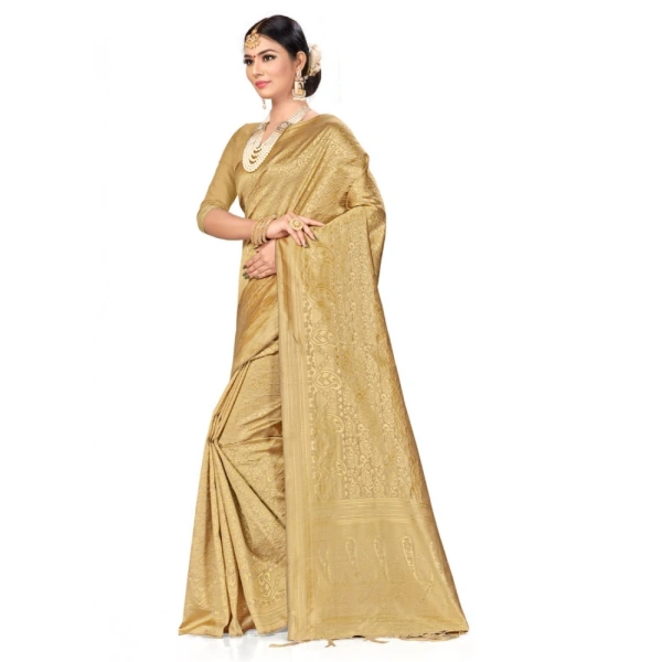 Women's Banarasi Silk Saree (Cream, 5-6mtrs) - Cream