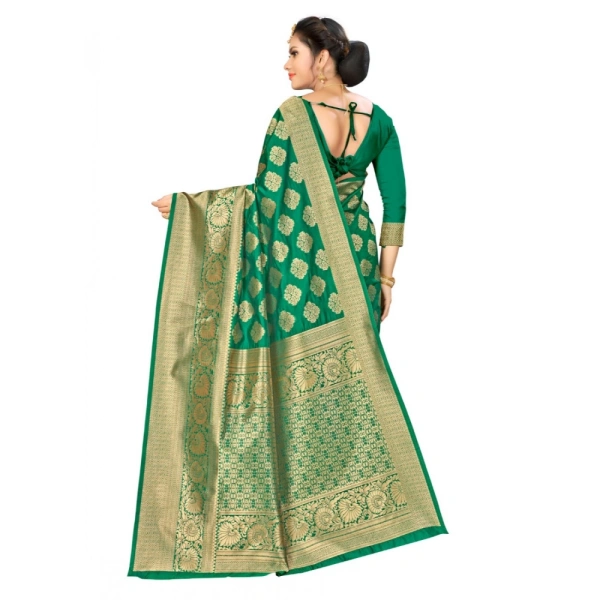 Women's Banarasi Silk Saree (Green, 5-6mtrs) - Green