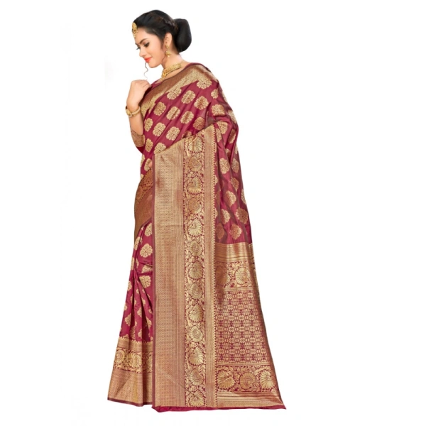 Women's Banarasi Silk Saree (Maroon,5-6 Mtrs) - Maroon