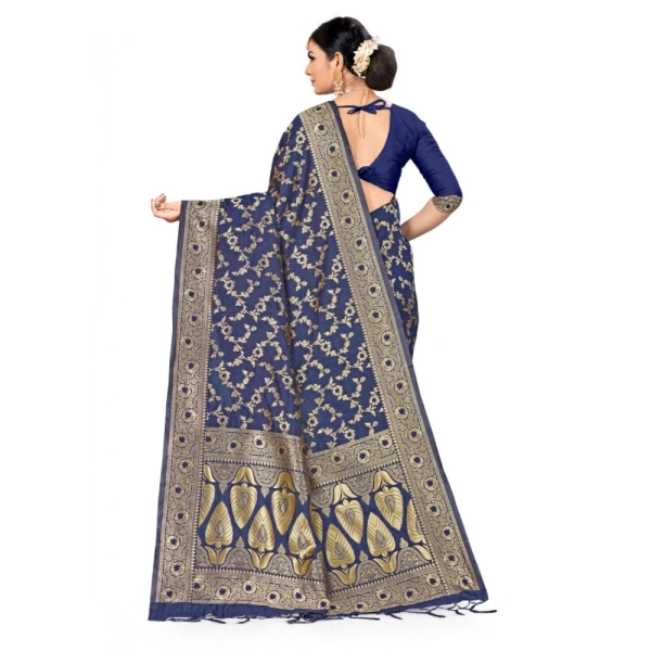 Women's Banarasi Silk Saree (Neavy blue, 5-6mtrs) - Neavy blue