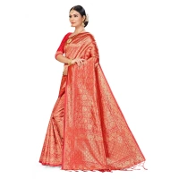 Women's Banarasi Silk Saree (Peach,5-6 Mtrs) - Pitch