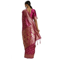 Women's Banarasi Silk Saree (Pink, 5-6mtrs) - Pink