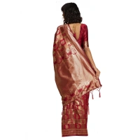 Women's Banarasi Silk Saree (Red, 5-6mtrs) - Red