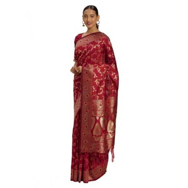 Women's Banarasi Silk Saree (Red,5-6 Mtrs) - Red