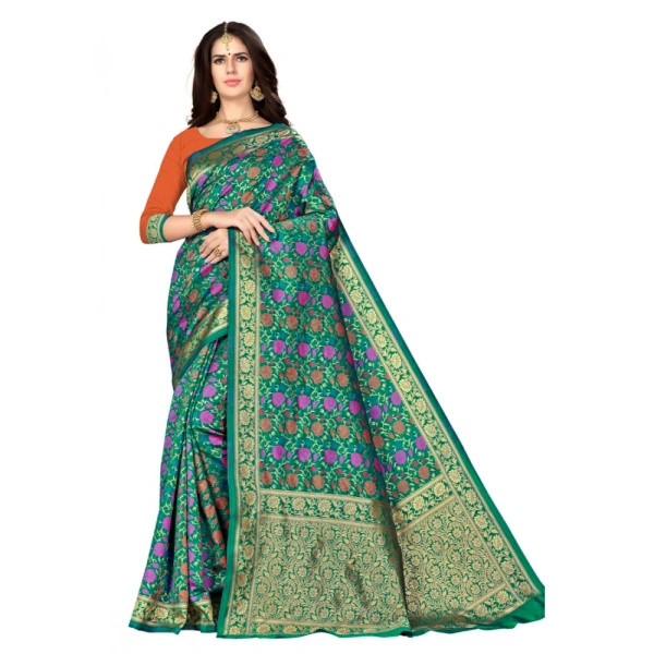 Women's Banarasi silk Saree with Blouse (Multi, 5-6mtr) - Multi