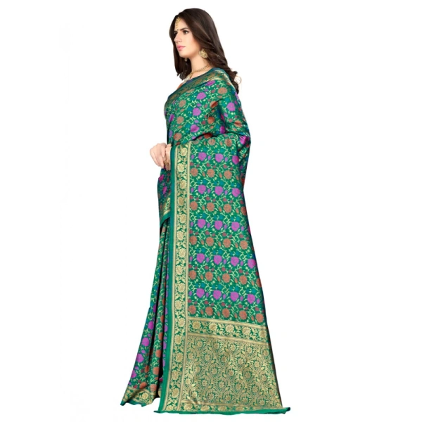 Women's Banarasi silk Saree with Blouse (Multi, 5-6mtr) - Multi