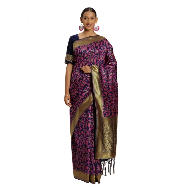 Women's Banarasi silk Saree with Blouse (Multi, 5-6mtr) - Multi