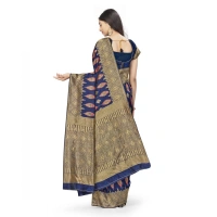 Women's Banarasi Silk Saree With Blouse (Navy Blue, 5-6Mtrs) - Navy Blue