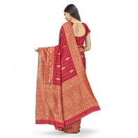 Women's Banarasi Silk Saree With Blouse (Peach, 5-6Mtrs) - Peach