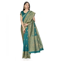 Women's Banarasi Silk Saree With Blouse (Peach, 5-6Mtrs) - Peach