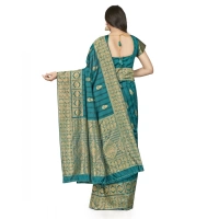 Women's Banarasi Silk Saree With Blouse (Peach, 5-6Mtrs) - Peach