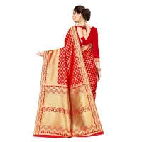 Women's Banarasi silk Saree with Blouse (Red, 5-6mtr) - Red