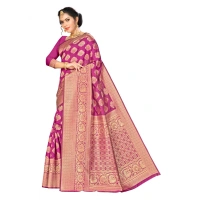 Women's Banarasi silk Saree with Blouse (Wine, 5-6mtr) - Wine