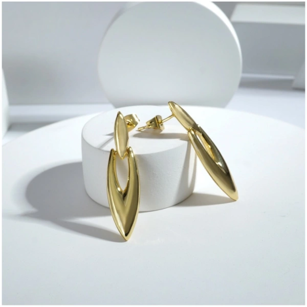 Shopnav Women's brassNew Gold Tone Polish Mini Office Earrings (Gold Plated) - Gold Plated