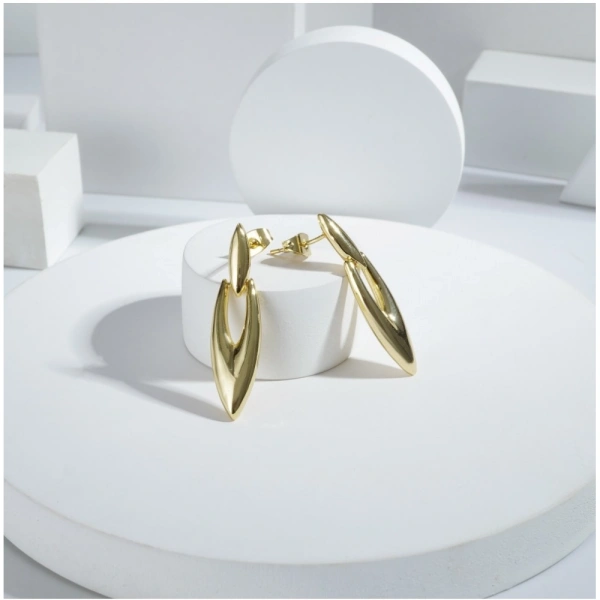 Shopnav Women's brassNew Gold Tone Polish Mini Office Earrings (Gold Plated) - Gold Plated