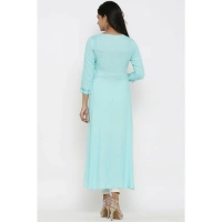 Women's Casual 3/4 th Sleeve Embroidery Rayon Kurti (Sky Blue) - S, 0.35, Sky Blue