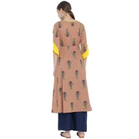 Women's Casual 3/4 th Sleeve Floral Printed Cotton Kurti (MultiColor) - MultiColor, 0.35, M