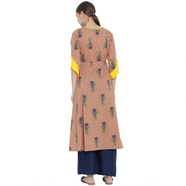 Women's Casual 3/4 th Sleeve Floral Printed Cotton Kurti (MultiColor) - MultiColor, 0.35, M